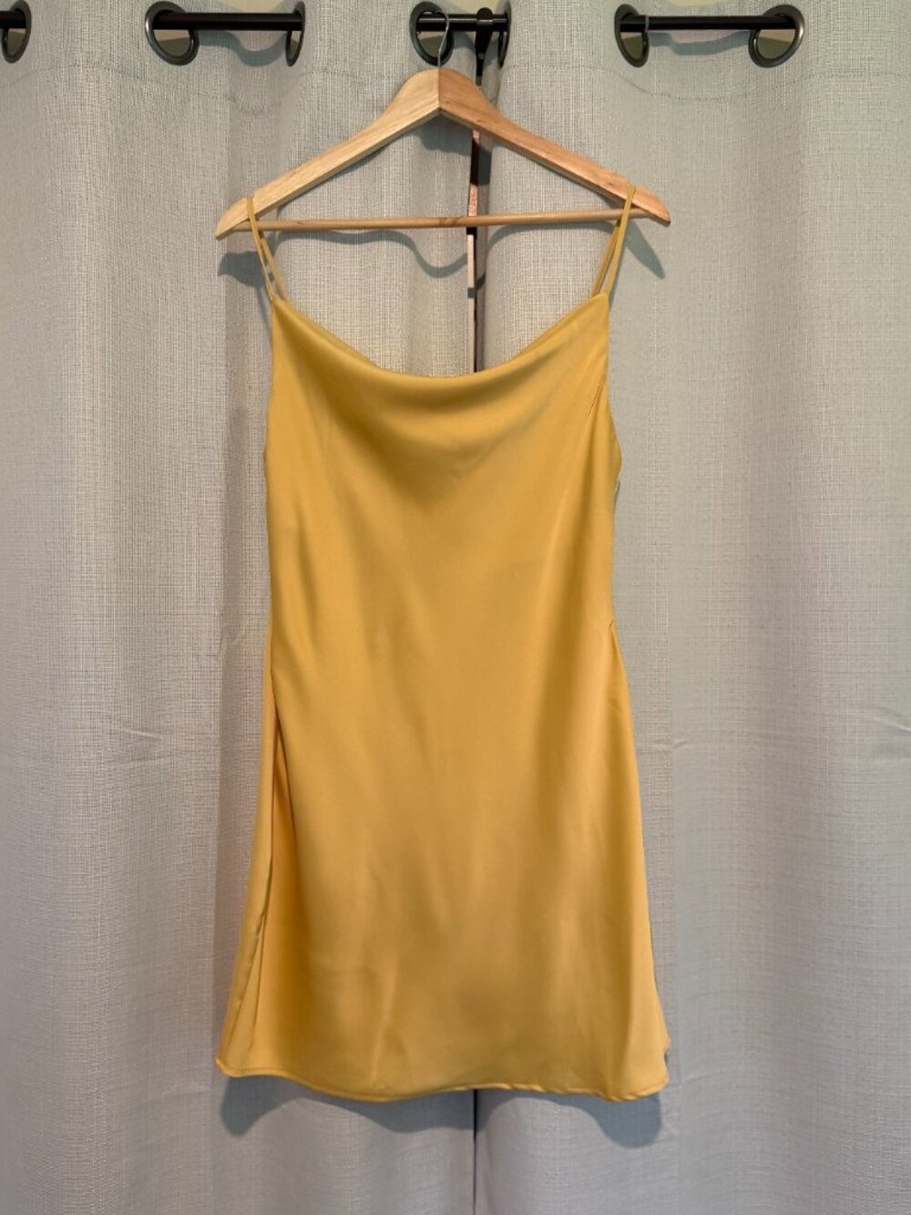 Urban Outfitters Gold Satin Cowl Neck Mini Slip Dress Size M - Picture 2 of 8